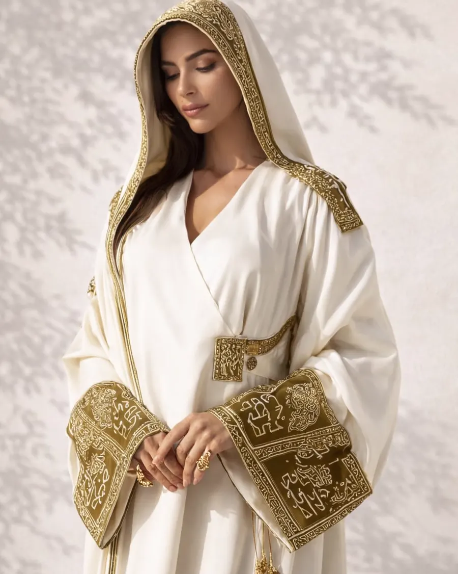Gold-Embroidered Abaya